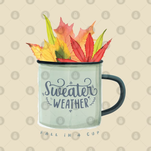 Sweater Weather Watercolor Autumn Leaves by Fitastic