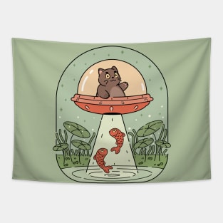 The Purrfect Alien Cat | Green Tapestry