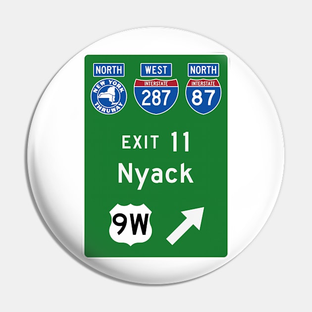 New York Thruway Northbound Exit 11: Nyack US Route 9W Pin by MotiviTees