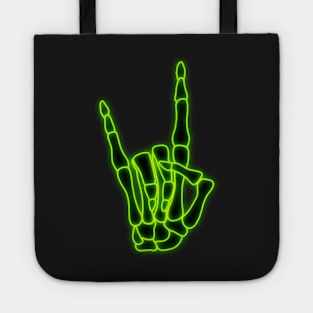 Green Neon Rock n' Roll Skeleton Hand Tote