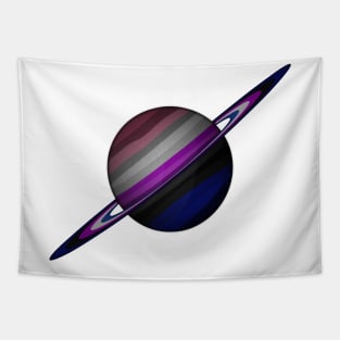 Planet and Rings in Gender Fluid Pride Flag Colors Tapestry