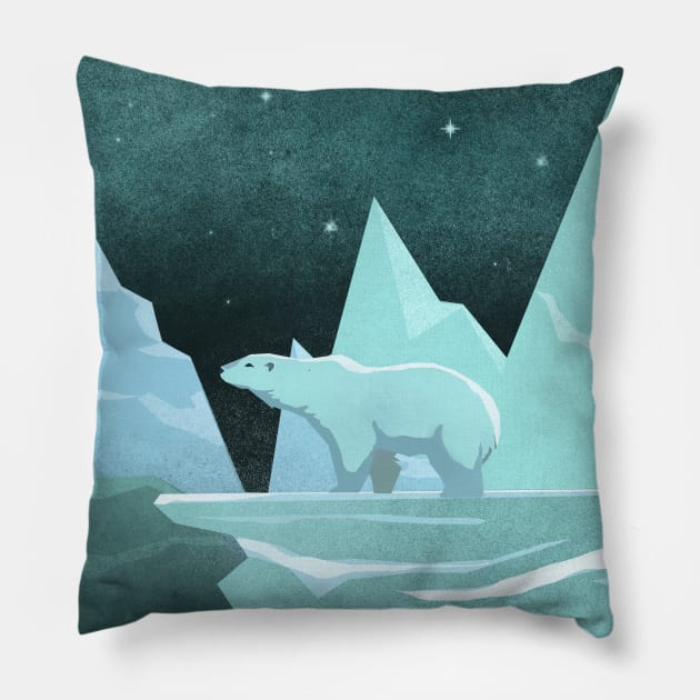 Polar Bear Cold Landscape Pillow by Trippycollage