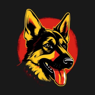 German Shepherd GSD Pop Art Sunset Red Yellow T-Shirt