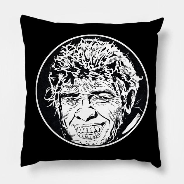 MR HYDE (Circle Black and White) Pillow by Famous Weirdos