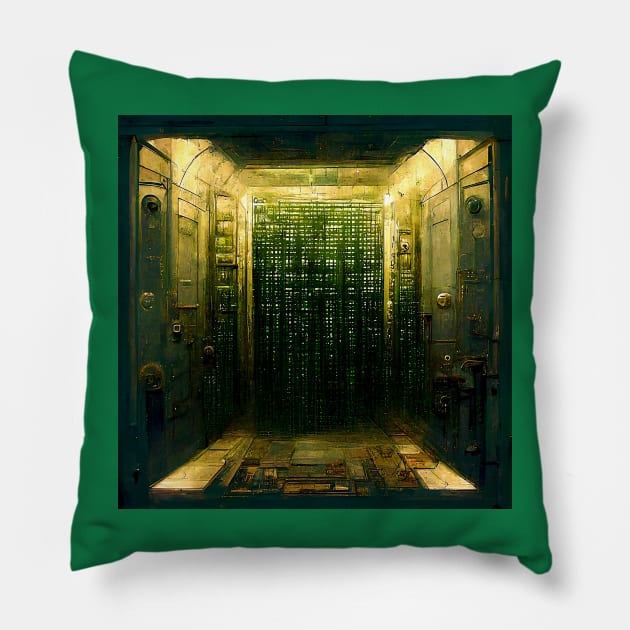 Matrix Vault Pillow by www.TheAiCollective.art