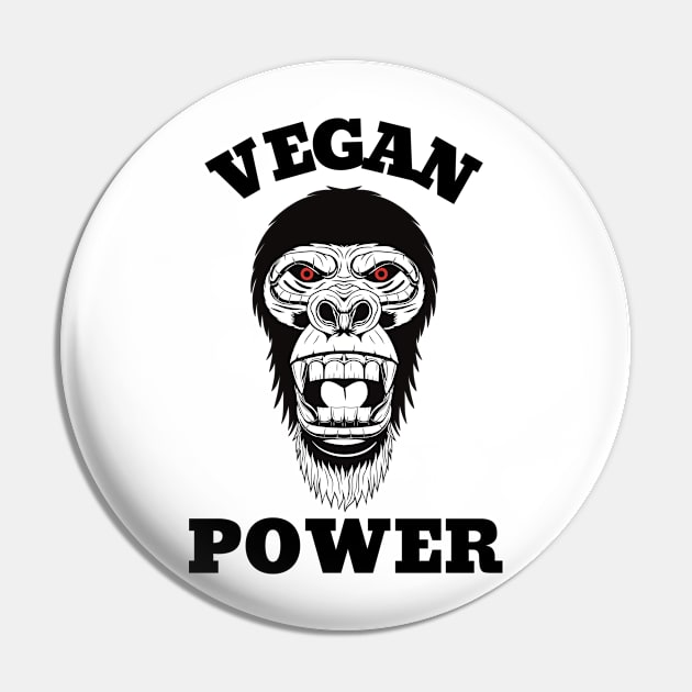 Vegan Power Workout, Gorilla Head Pin by micho2591