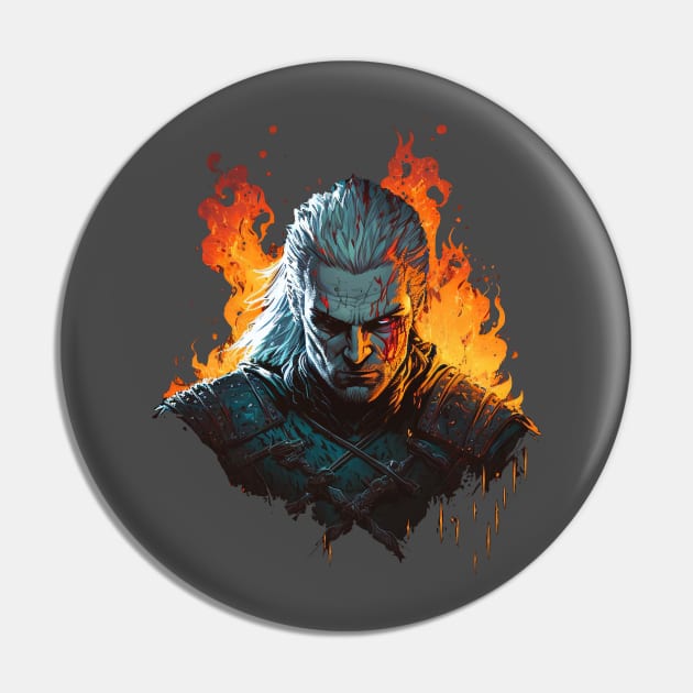 Geralt in Comic Book Style Pin by Vaelerys
