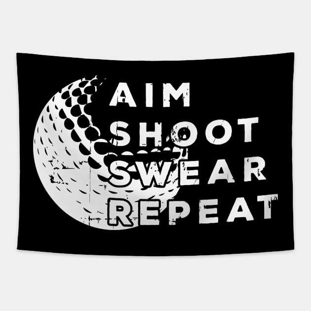 Aim Swear Shoot Repeat Golfing Gift Golfer Tapestry by petervanderwalk