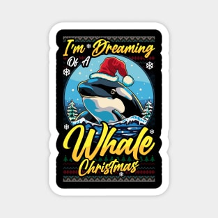 Funny Santa Whale Pun Mens Womens Ugly Christmas Orca Whale Magnet