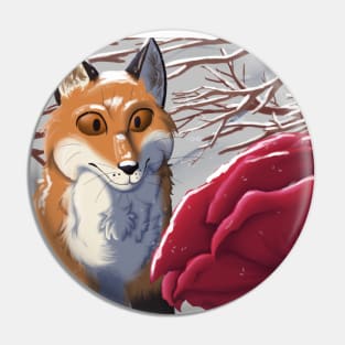 Fox and Rose Pin