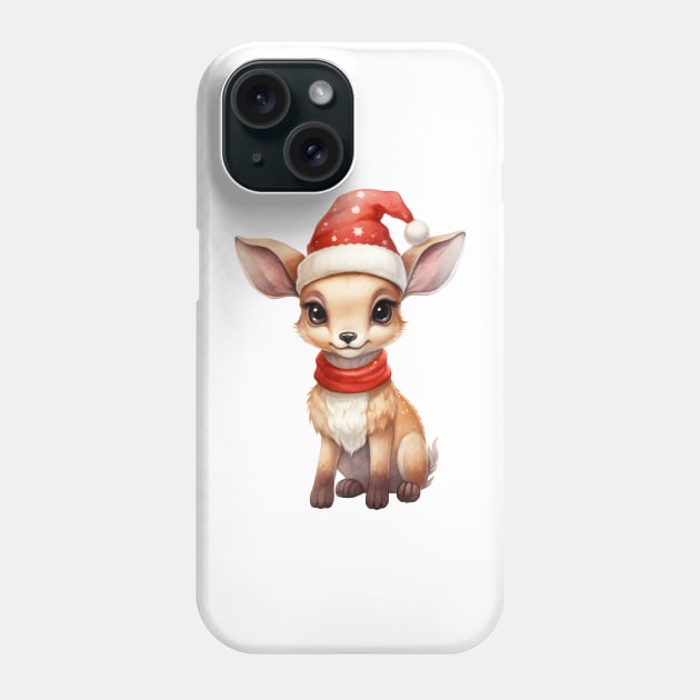 Pronghorn Antelope in Santa Hat Phone Case by Chromatic Fusion Studio