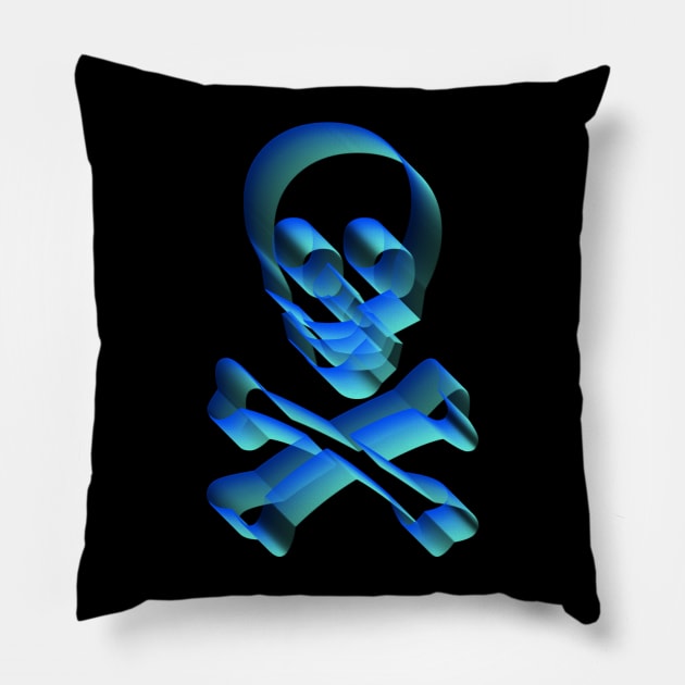 3d Psychedelic Skull And Crossbones Design Pillow by DankFutura