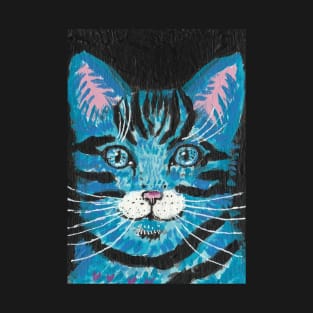 Blue Tabby cat face T-Shirt