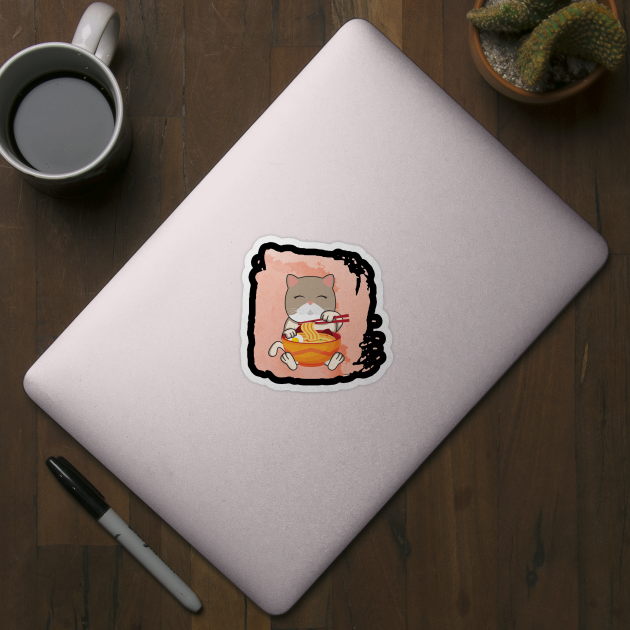 Japanese Anime Cat Ramen Cute Cats Adorable Cat Sticker Teepublic