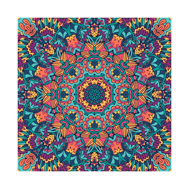 Colorful Oriental Rug Mandala Boho Pattern by jodotodesign