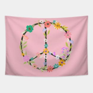 Flower garden peace sign Tapestry