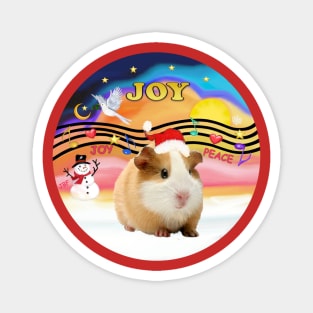 "Christmas Music" with a Very Cute Guinea Pig in a Santa Hat Magnet