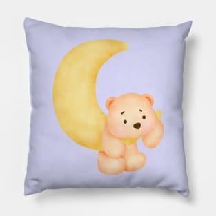 Cute teddy bear on the moon Pillow