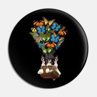 Boston Terriers Dog Butterfly Hot Air Balloon Pin