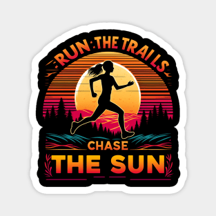 Running vintage style , Trail runner adventure Magnet