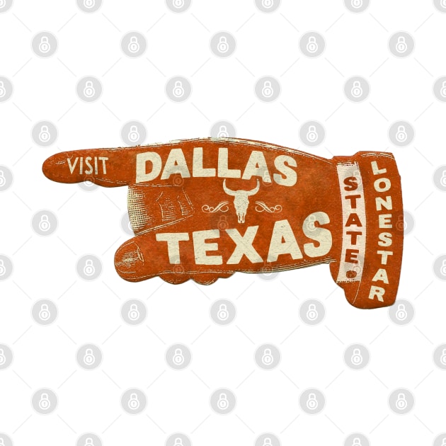 Vintage Dallas Texas Travel Cow Cattle Lonestar State Bull Skull by TravelTime