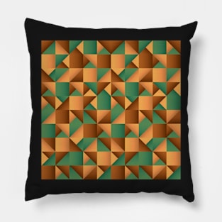 Copper and Green Geometric Pattern Pillow