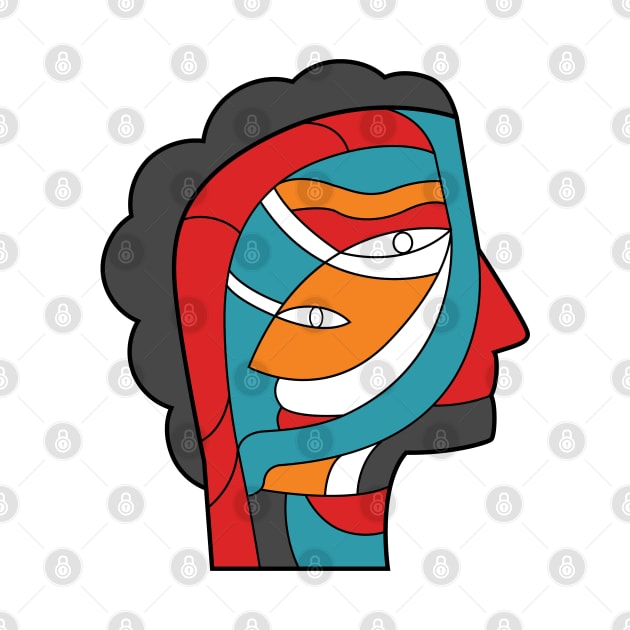 Abstract Modern Face Portrait. Face Illustration. Contemporary Drawing in Modern Style by CreativeMintx