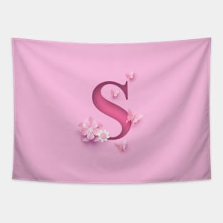 S Letter Personalized, Pink Minimal Cute Design, Birthday Gift, Christmas Gift Tapestry