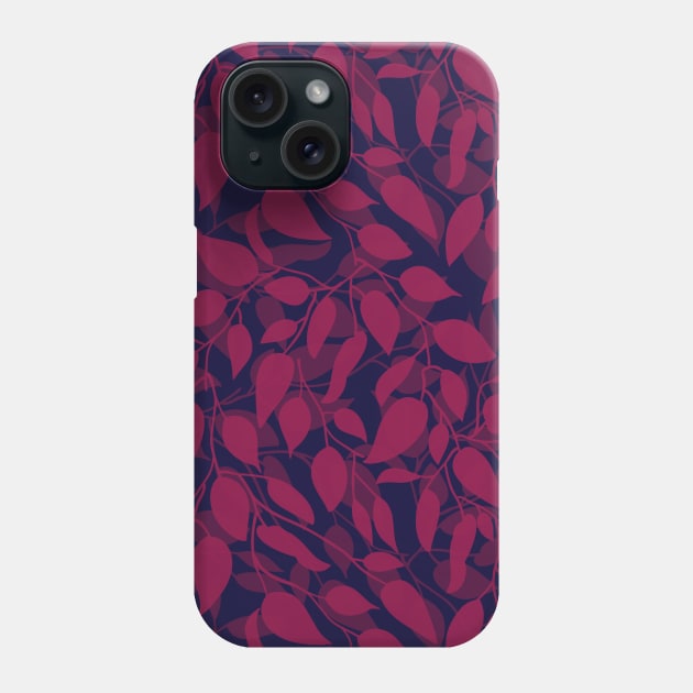 Minimalist Leaf Line Art Illustration as a Seamless Surface Pattern Design Phone Case by zarya_kiqo