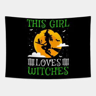 Halloween Witch Quote - This Girl Loves Witches Tapestry