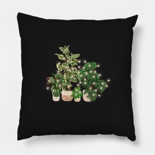 Plants with Christmas lights, Plant lady decoration Pillow