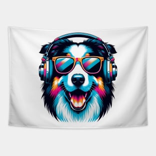 Portuguese Sheepdog Smiling DJ in Bold Colors Tapestry