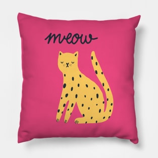 cute meow cat quotes illustration vector Pillow