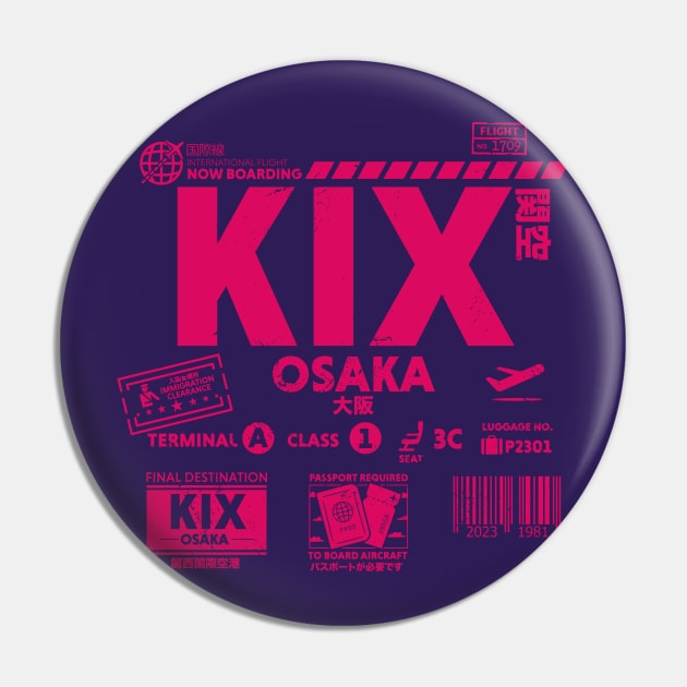 Vintage Osaka KIX Airport Code Travel Day Retro Travel Tag Pin by Now Boarding