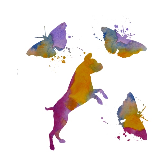 Boxer Dog Art With Butterflies by BittenByErmines