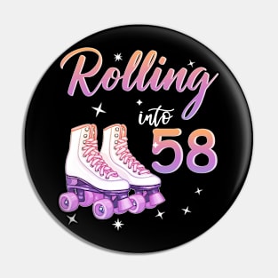 58 Years Old Birthday Girls Rolling Into  58th Birthday Pin