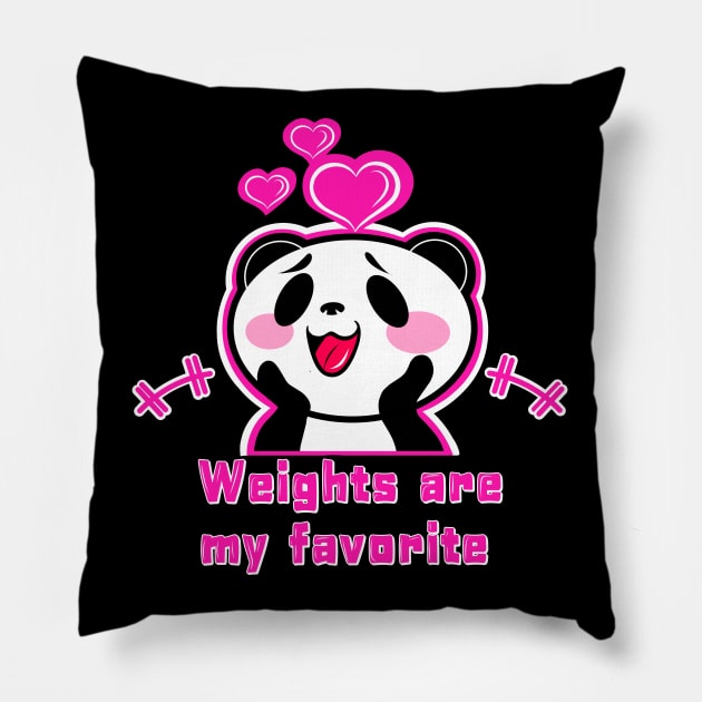 Panda Weights Pillow by TimAddisonArt