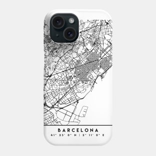 BARCELONA SPAIN BLACK CITY STREET MAP ART Phone Case