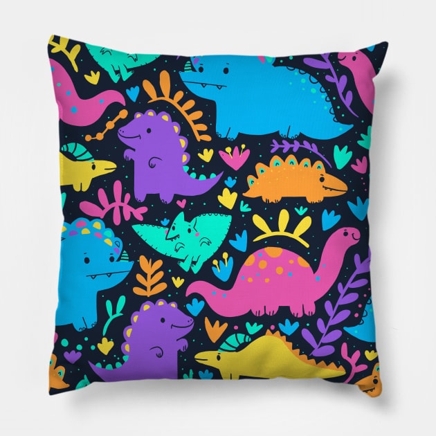 Cute dino pattern Pillow by Mjdaluz