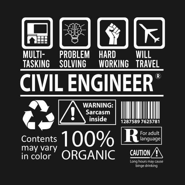 Civil Engineer T Shirt - MultiTasking Certified Job Gift Item Tee by Aquastal