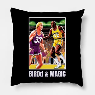 Larry Bird and Magic Johnson victor illustration design Pillow