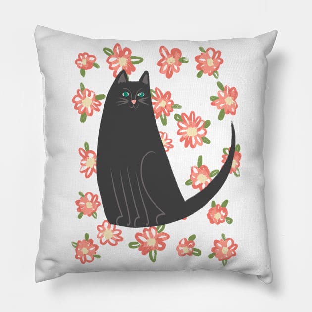 Flower Cat! Pillow by SWON Design