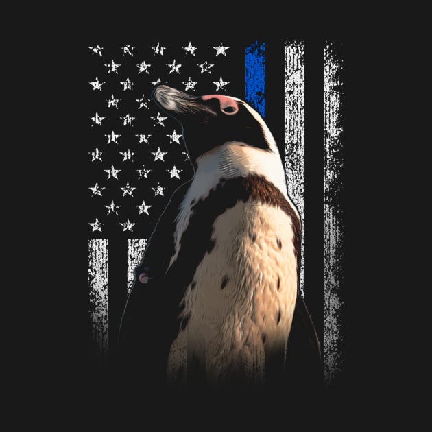 Penguin American Flag Ambassadors, Tee Triumph for Wildlife Admirers by Kevin Jones Art