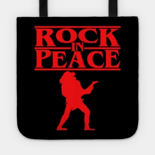 Rock In Peace RIP Eddie Munson Stranger Things Vecna Hawkins Indiana The Upside Down Tote