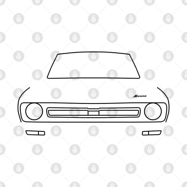 Morris Marina classic car outline graphic (black) by soitwouldseem