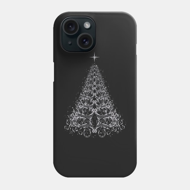 White Filigree Christmas Tree Phone Case by Atteestude