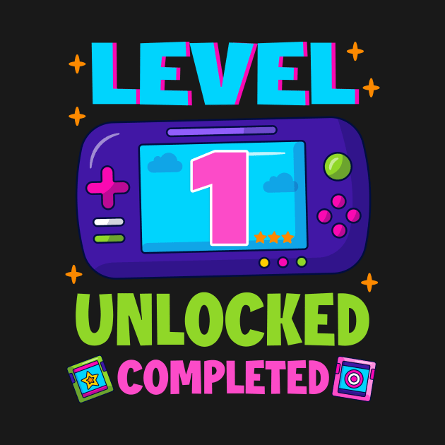 Level 1 Unlocked 1st Birthday Boys Video Game B-day Gift For BOys Kids by FortuneFrenzy