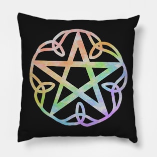 Rainbow pentacle with triquetras Pillow