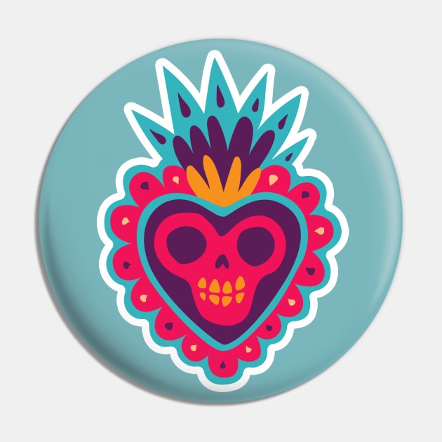 Dia de los Muertos Corazon // Day of the Dead Heart Pin by SLAG_Creative