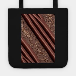 Dark Brown Ornamental Leather Stripes, natural and ecological leather print #60 Tote